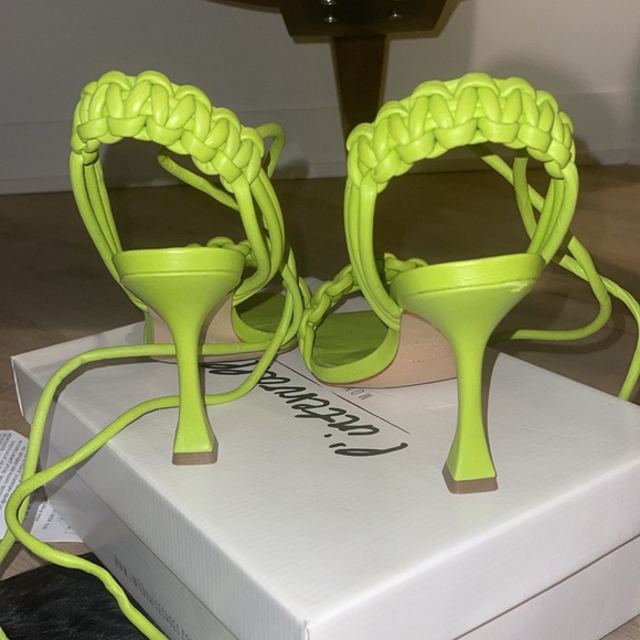 LIME GREEN heel sandals bottega style with laces - Picture 2 of 4
